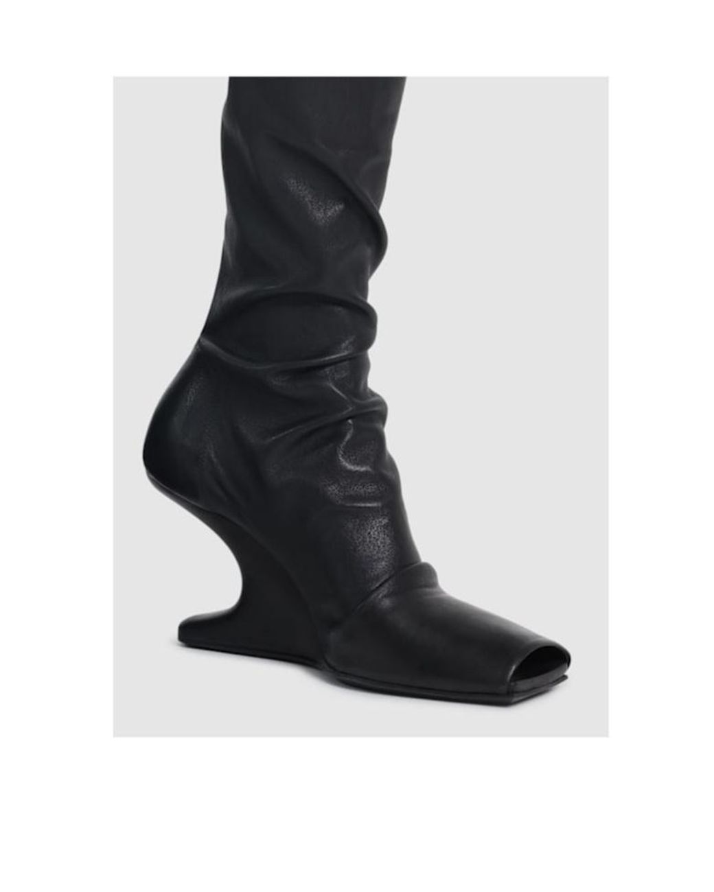 Rick Owens Black 80Mm Cantilever Leather Sock Boots