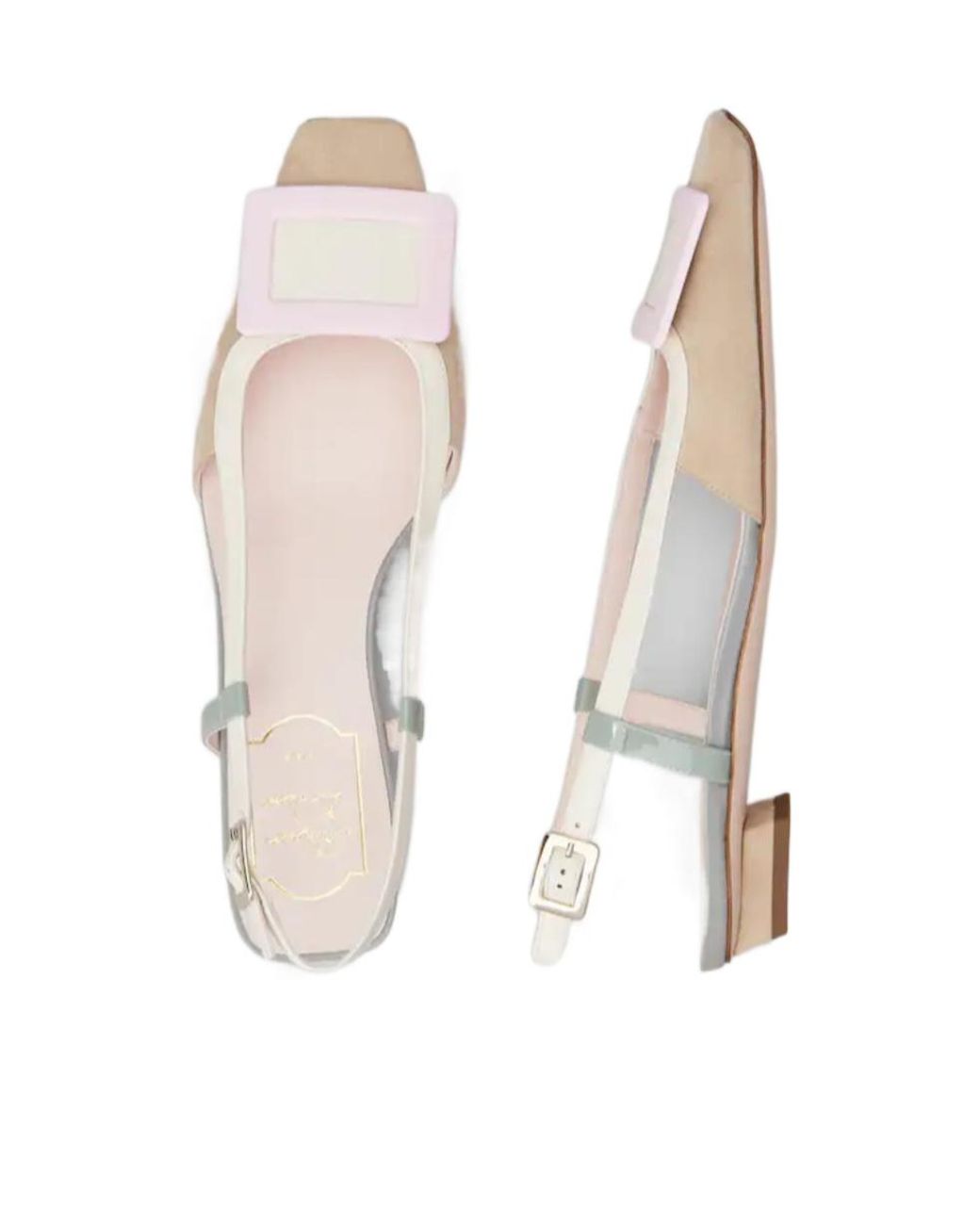 Roger Vivier Natural Belle Vivier Slingback Ballerinas
