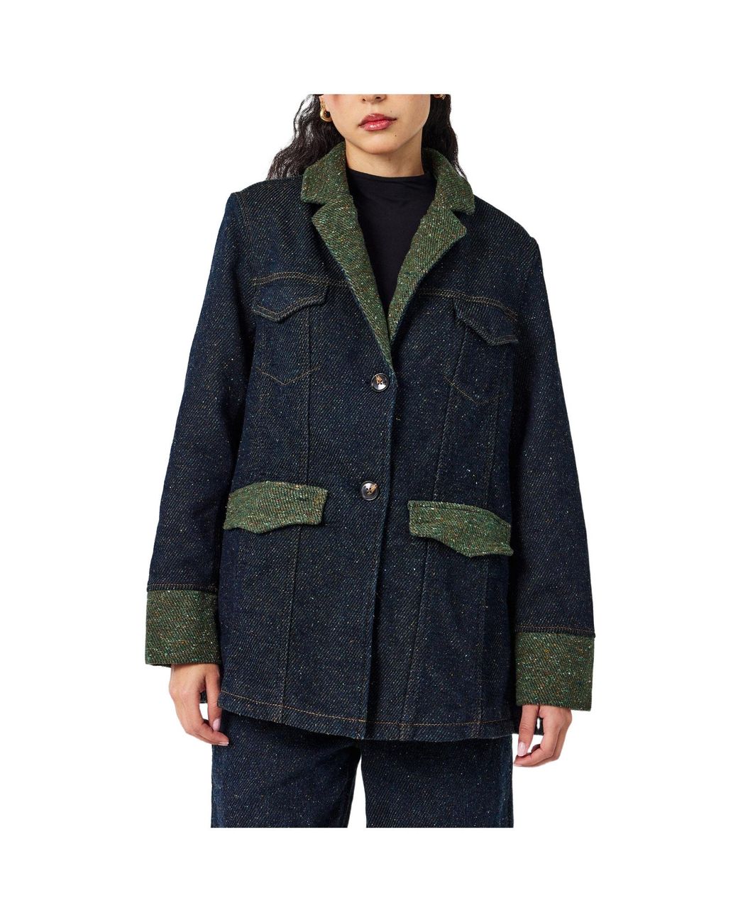 Ganni Blue Twill Blazer