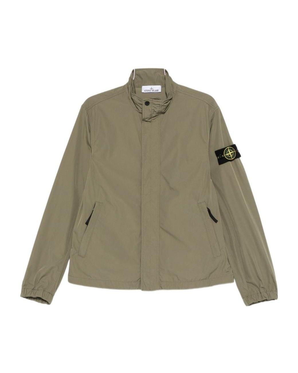 Stone Island Green Logo Patch High Neck Jacket for men