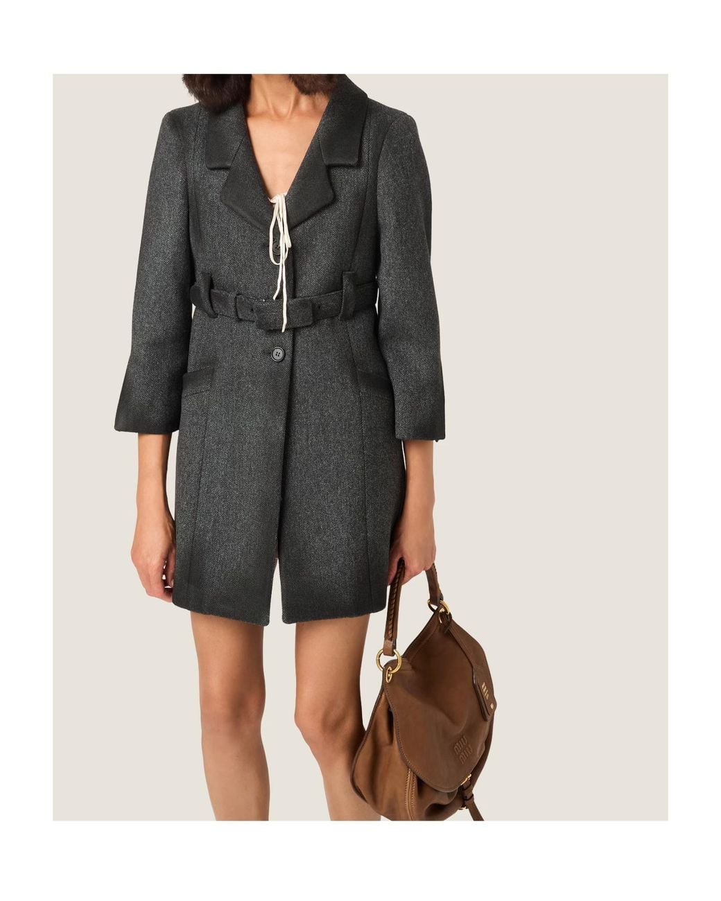 Miu Miu Black Single-Breasted Double Wool Coat