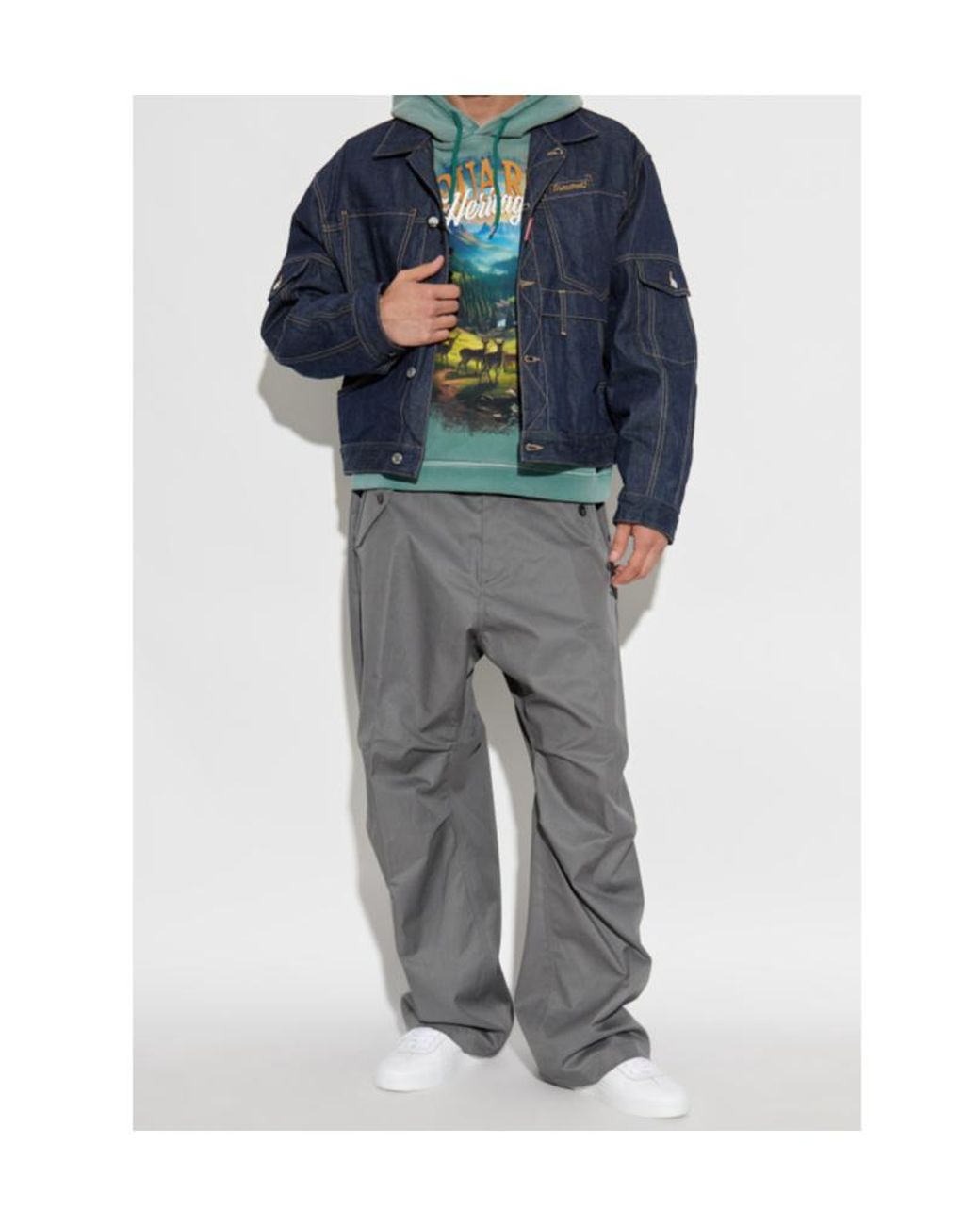 DSquared² Blue Logo Embroidered Denim Jacket for men