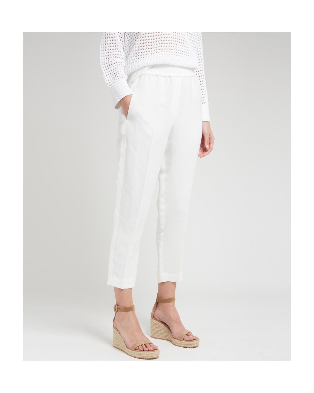 Brunello Cucinelli White Pleated Trousers