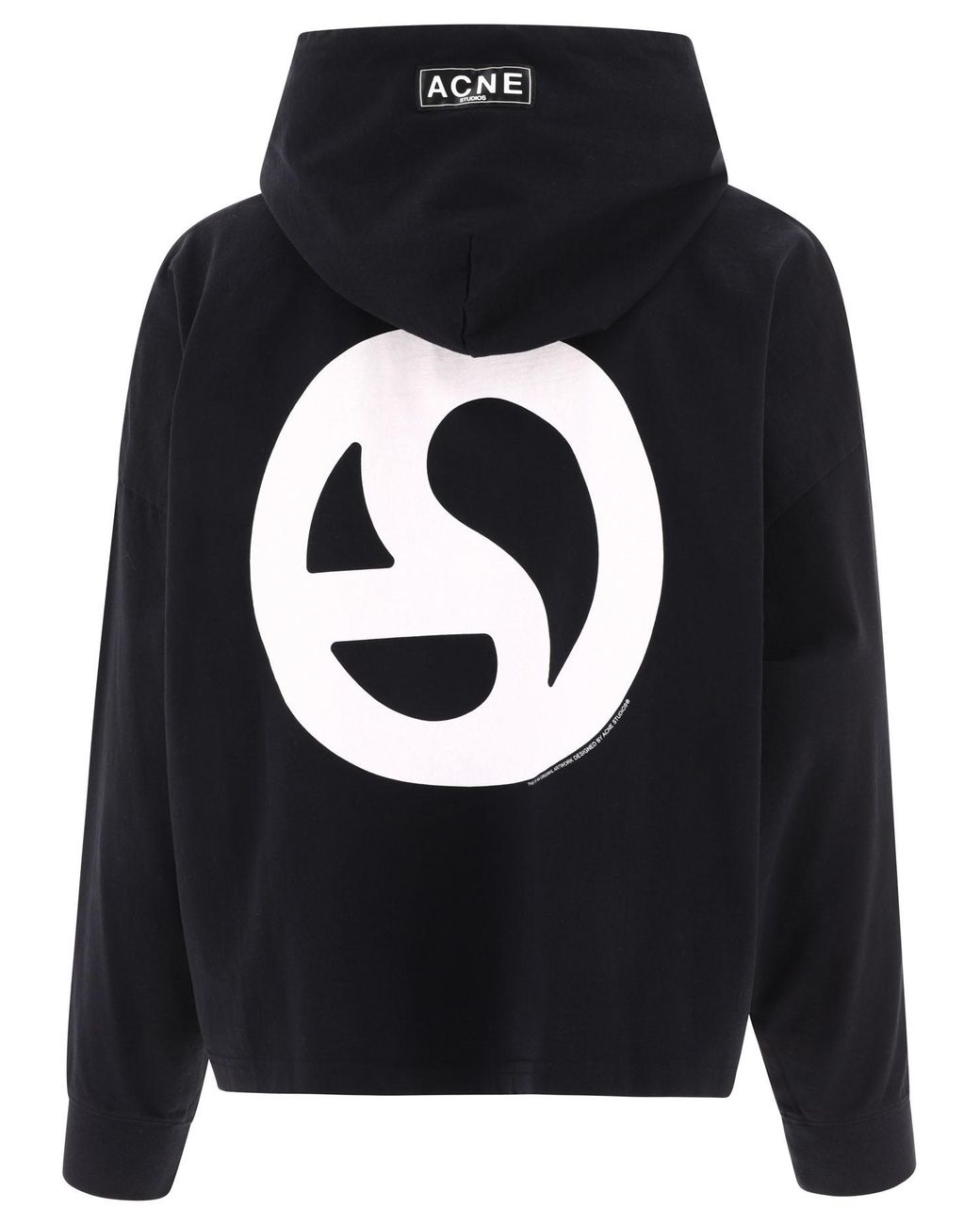 Acne Black Logo Printed Drawstring Hoodie for men