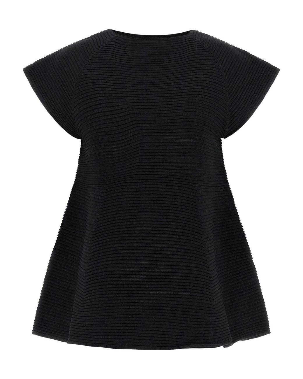 Issey Miyake Black Corrugated Knit Mini Dress