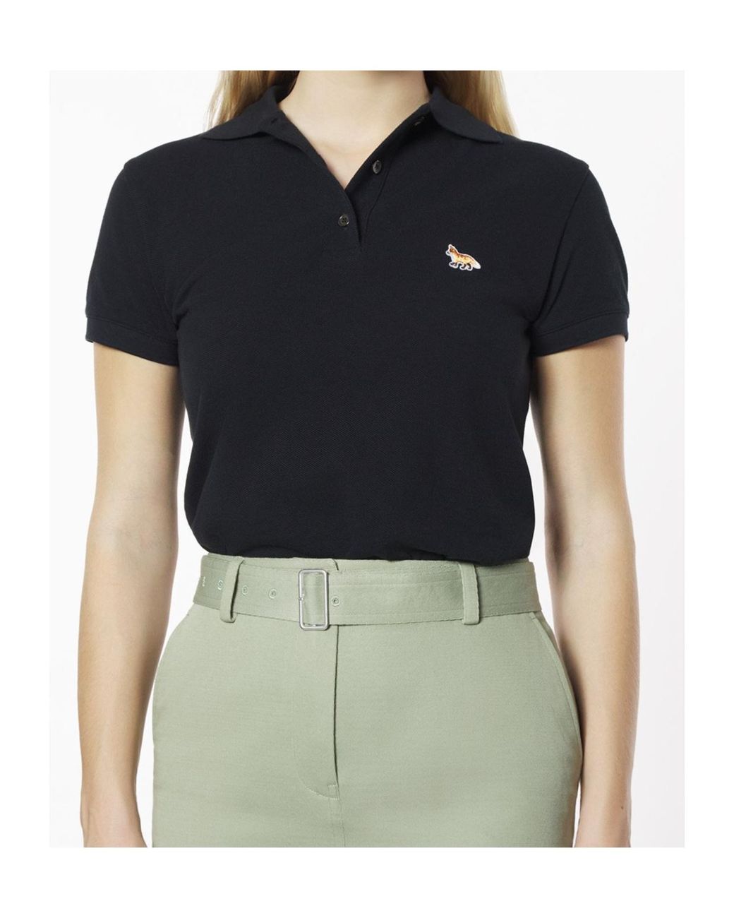 Maison Kitsuné Black Maison Kitsuné Baby Fox Patch Polo Shirt