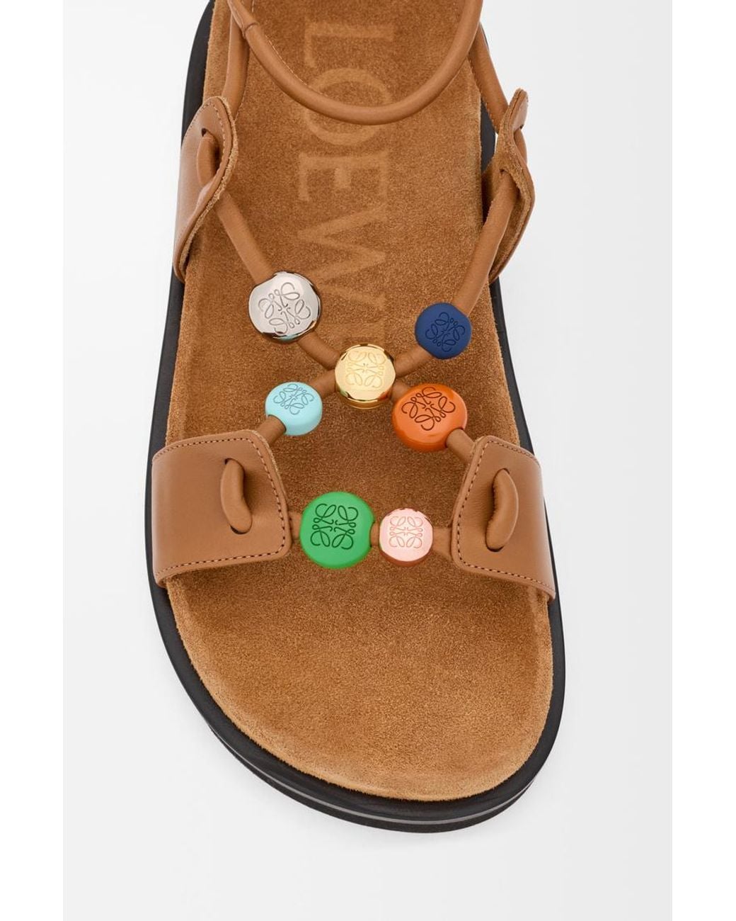 Loewe Brown Bead Embellished Flat Sandals