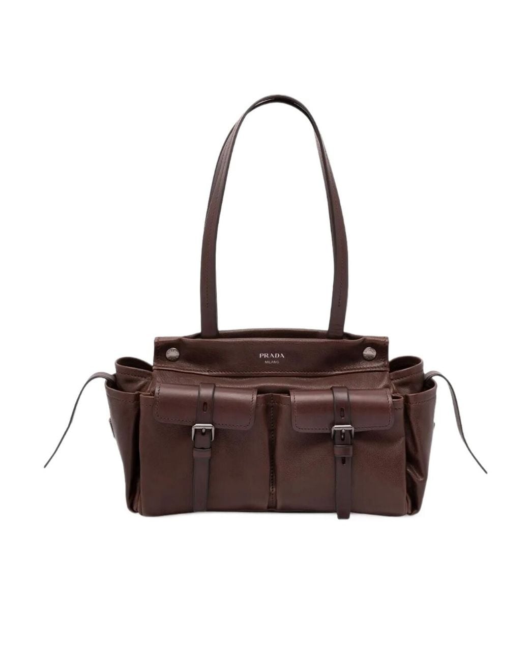Prada Brown Route Medium Leather Tote Bag