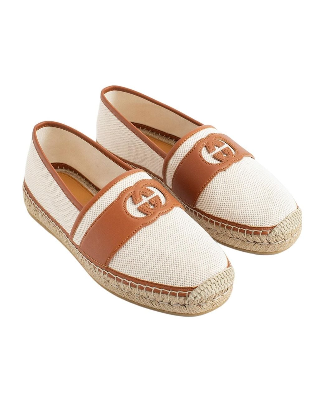 Gucci Brown Logo Cut-Out Slip-On Espadrilles for men