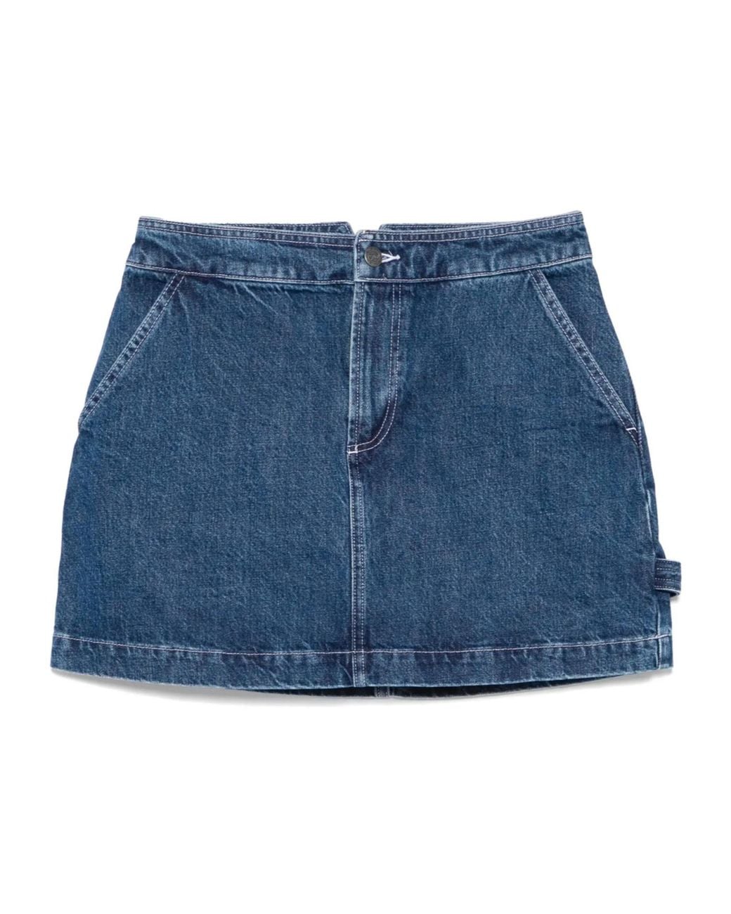 A.P.C. Blue Pocketed Denim A-Line Skirt