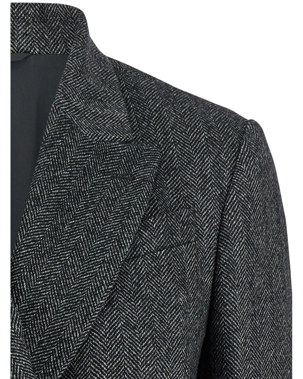 Brunello Cucinelli Gray ブルネロ クチネリ ヘリンボーン モチーフ ダブルブレスト ブレザー