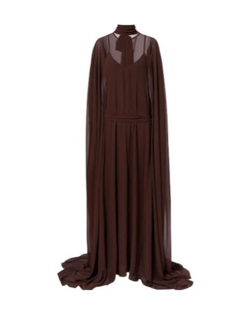 De La Vali Brown Nila Chiffon Gown