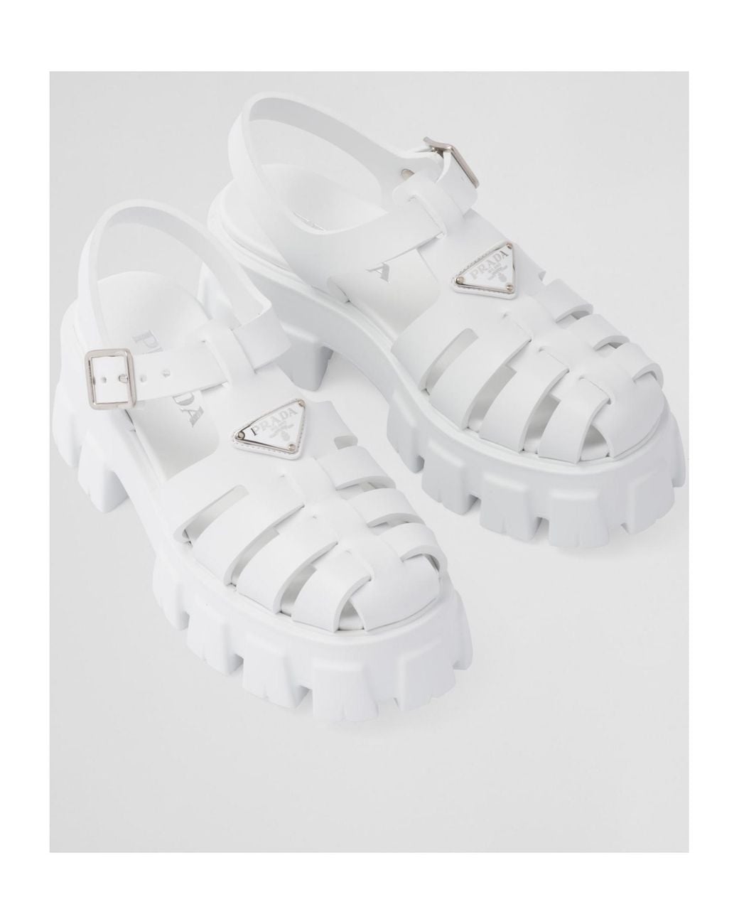 Prada White Rubber Monolith Sandals