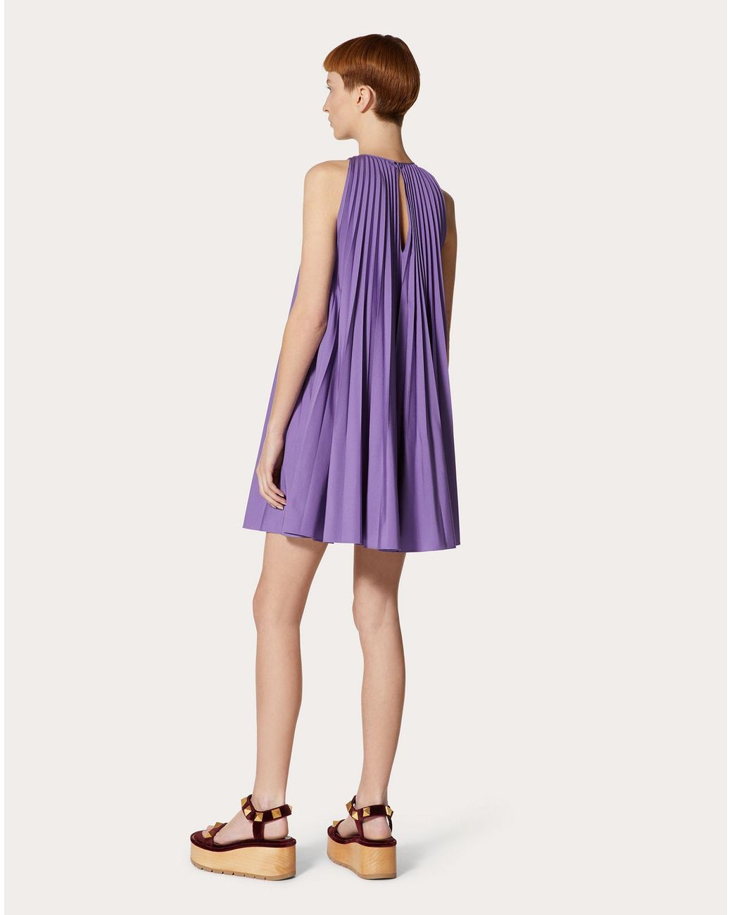 Valentino Purple Pleated Sleeveless Minidress