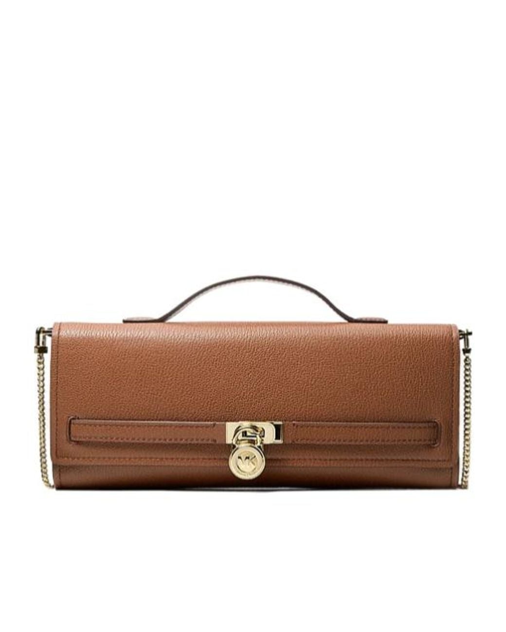 MICHAEL Michael Kors Brown Hamilton Moderne Medium Leather Convertible Clutch
