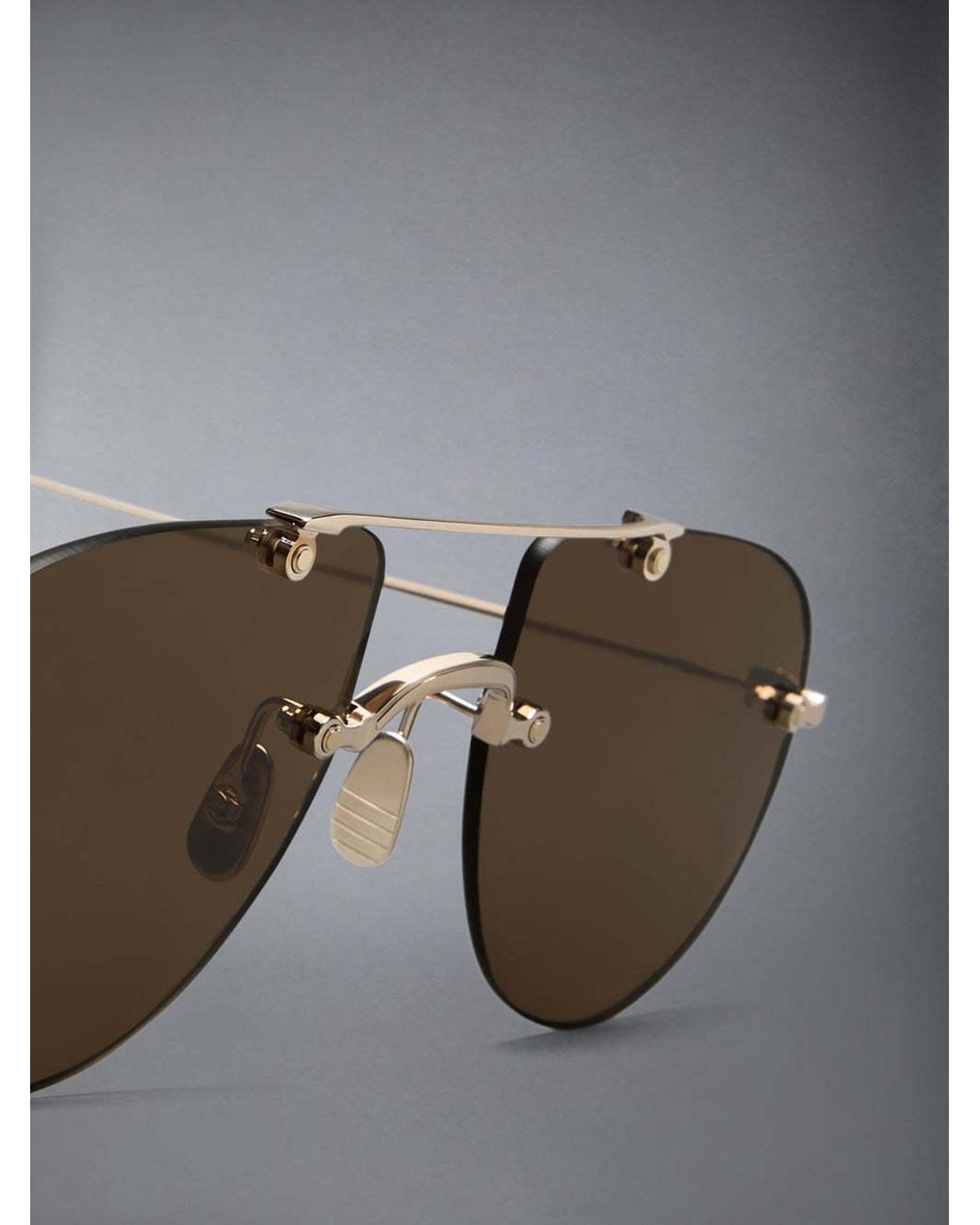 Thom Browne Brown Eyewear Pilot Frame Sunglasses for men