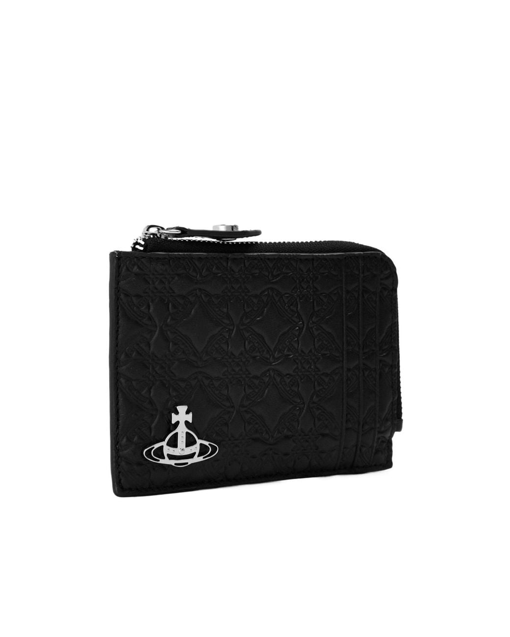 Vivienne Westwood Black Embossed Zipped Card Holder for men