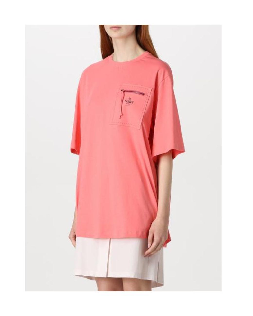 Fendi Pink T-Shirt With Round Neck And Short Sleeves