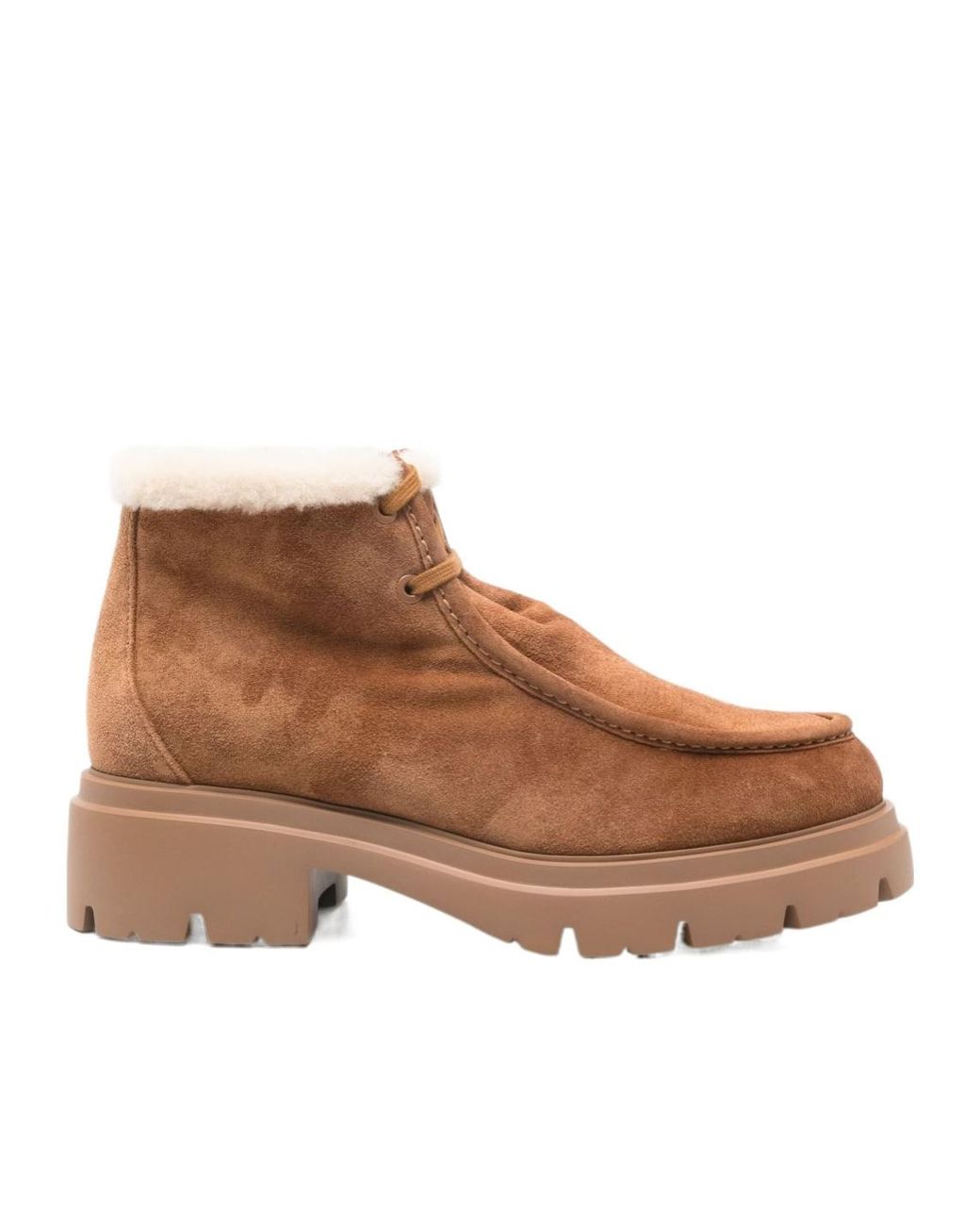 Stuart Weitzman Brown Hudson Shearling Chukka Boots