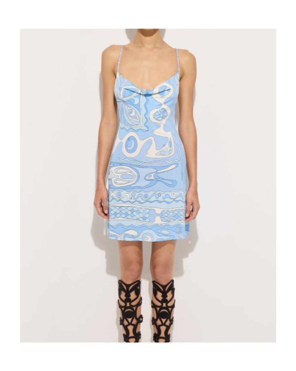 Emilio Pucci Blue Pucci Angoli Printed Open Back Dress