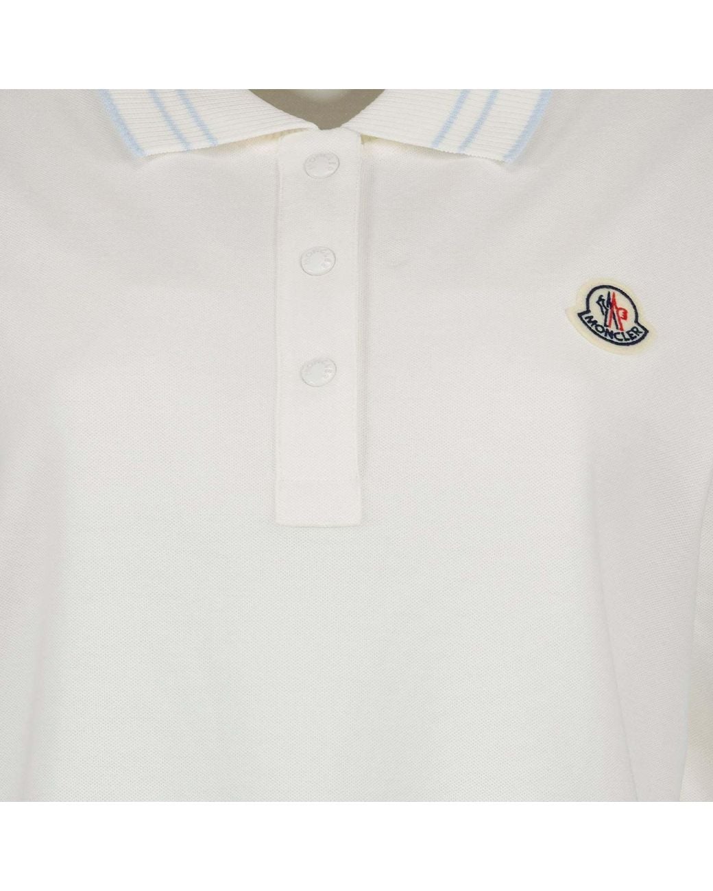 Moncler White Logo Patch Short-Sleeved Polo Shirt
