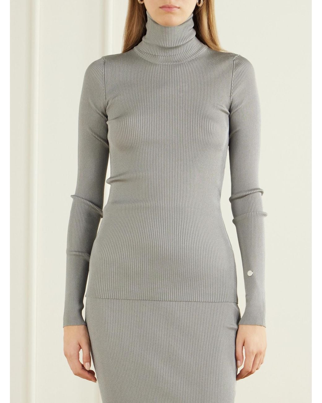 Stella McCartney Gray Ribbed Turtleneck Sweater