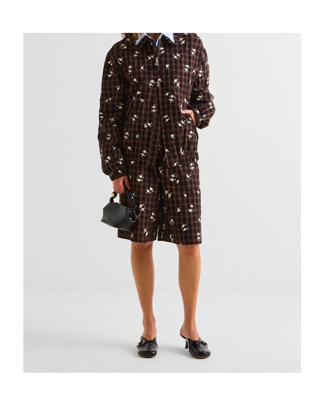 Ganni Black Flower Tailored Shorts