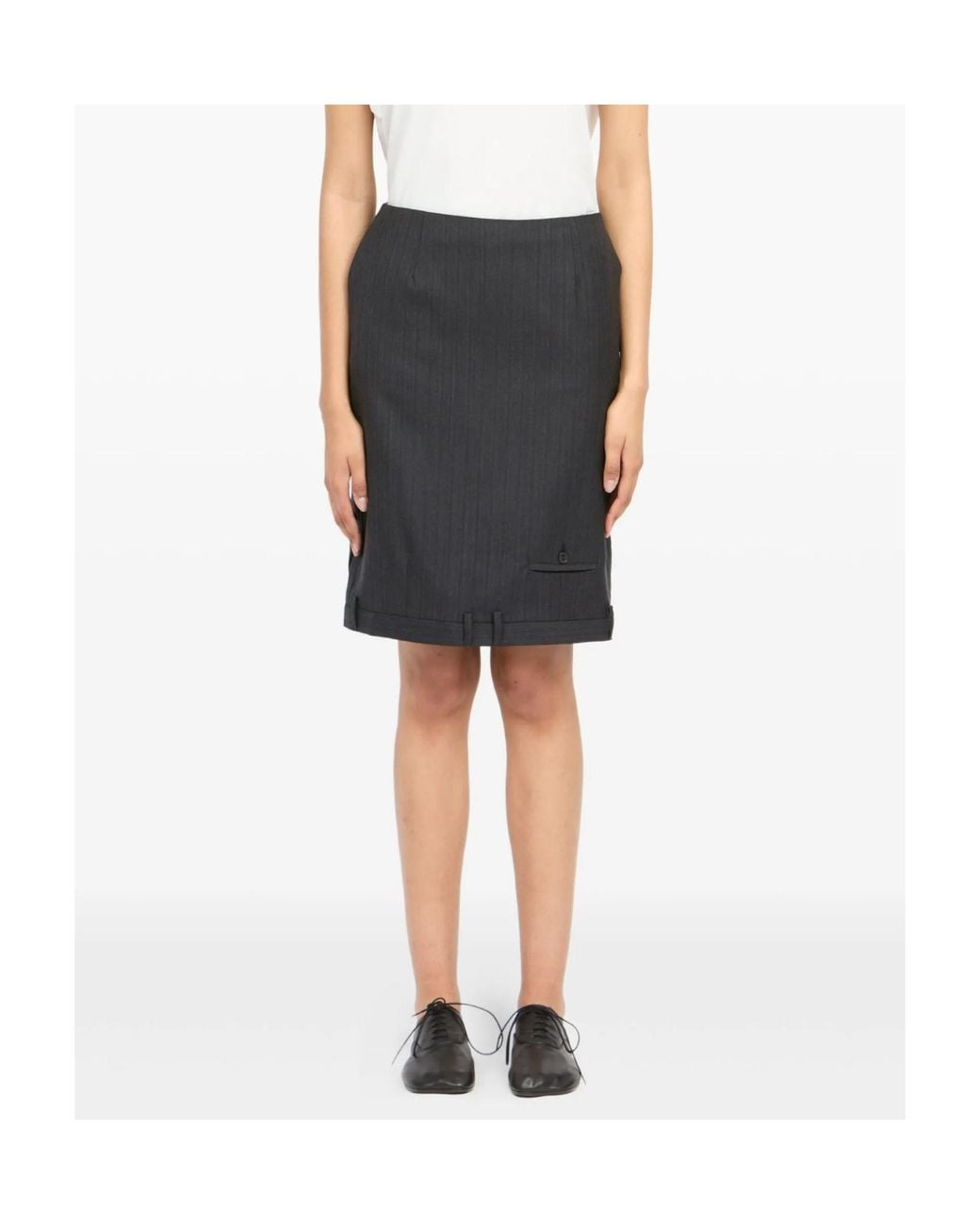 MM6 by Maison Margiela Blue Pinstripe Pocket Midi Skirt