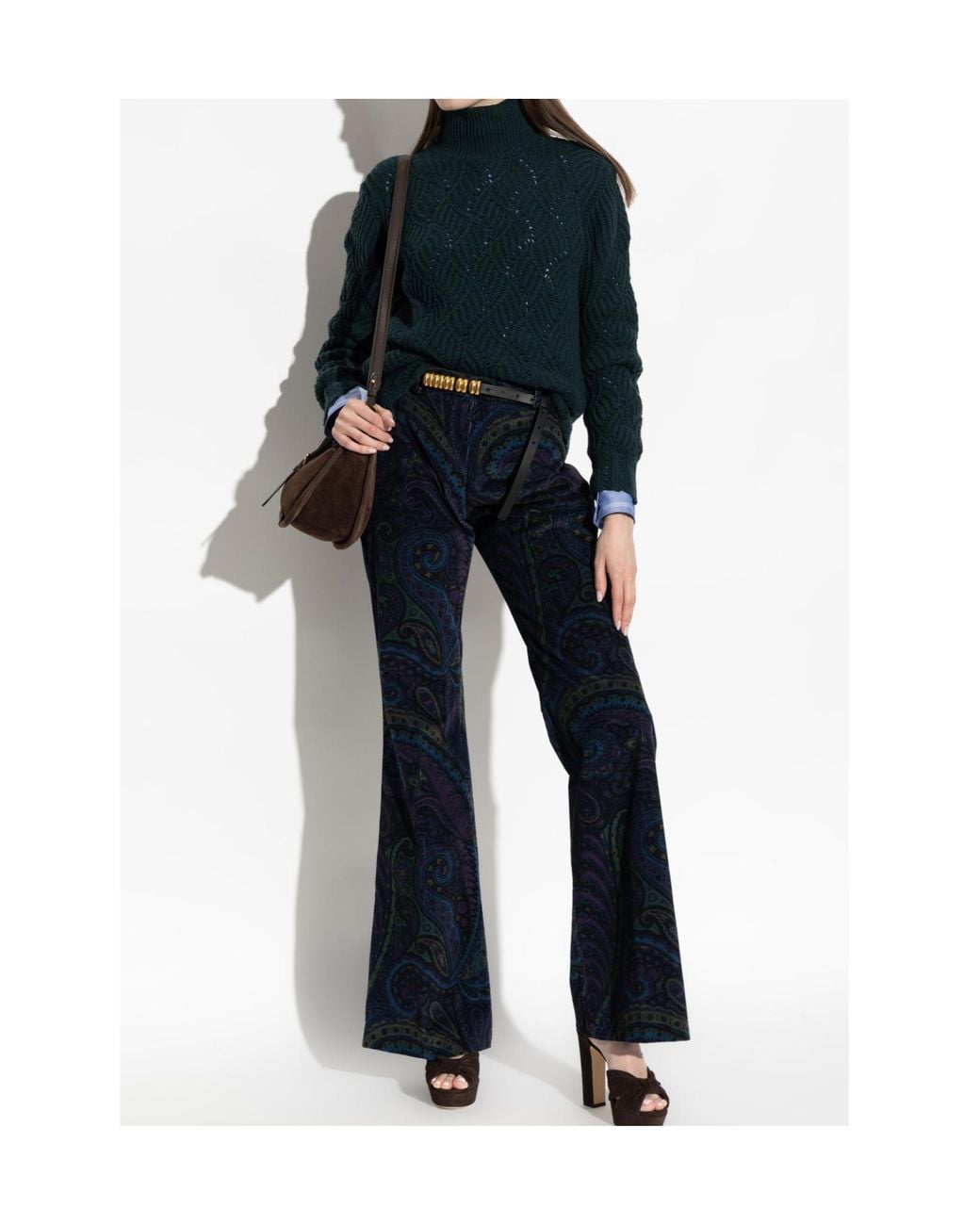 Etro Blue Long Sleeved Turtleneck Knitted Jumper