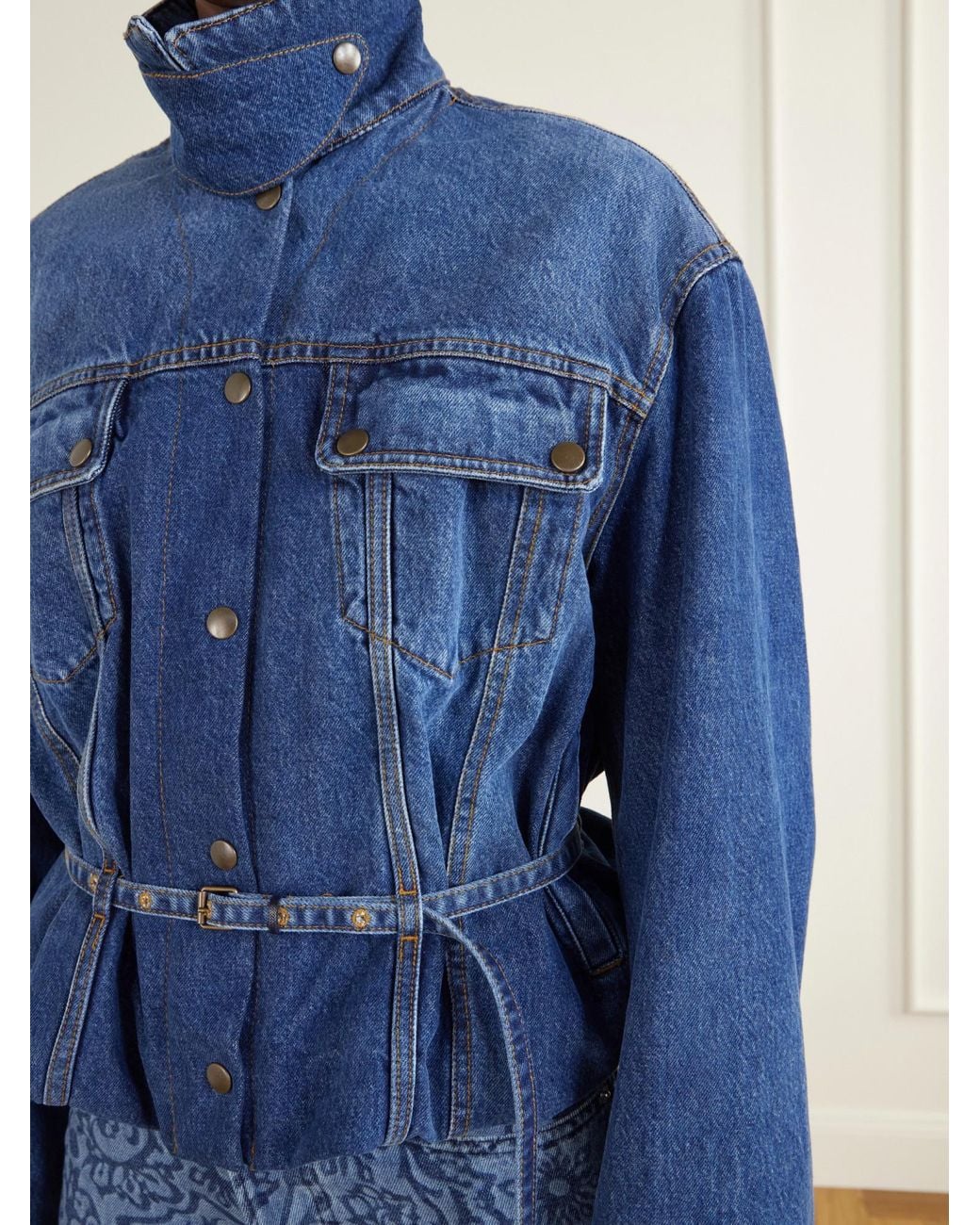 Dries Van Noten Blue High-Collar Denim Jacket