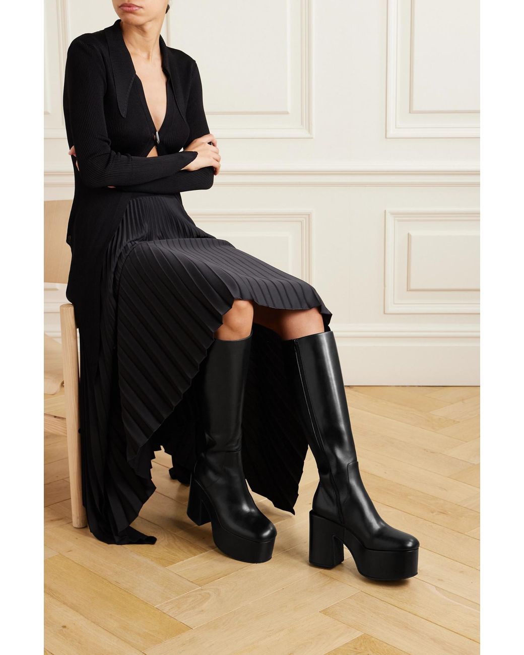 Dries Van Noten Black Knee-Length Boots