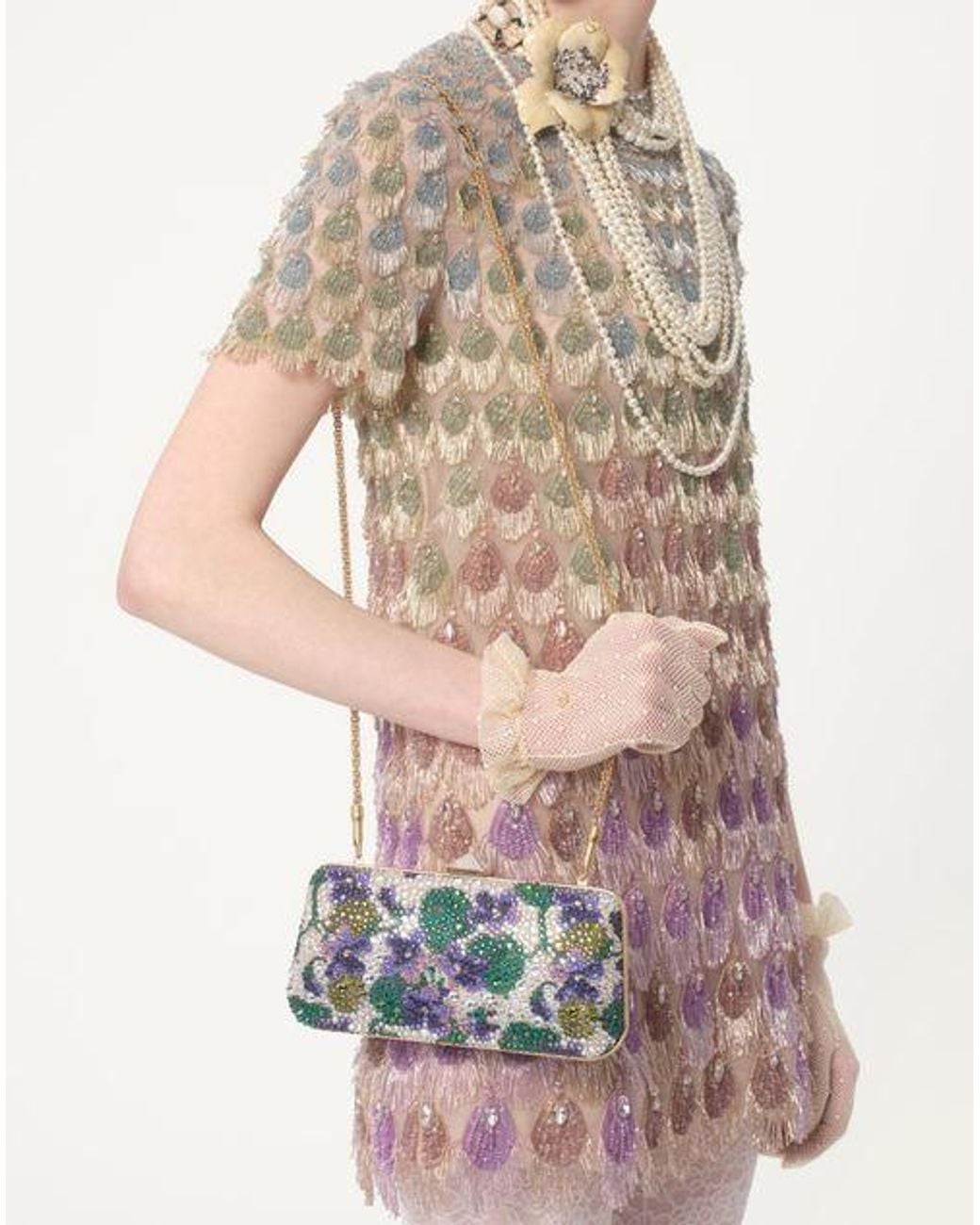 Valentino Multicolor Short Embroidered Organza Dress