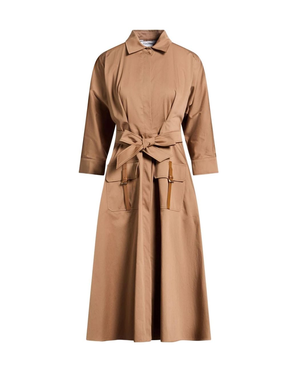 Max Mara Natural Minimalist Long-Sleeve Shirt Dress