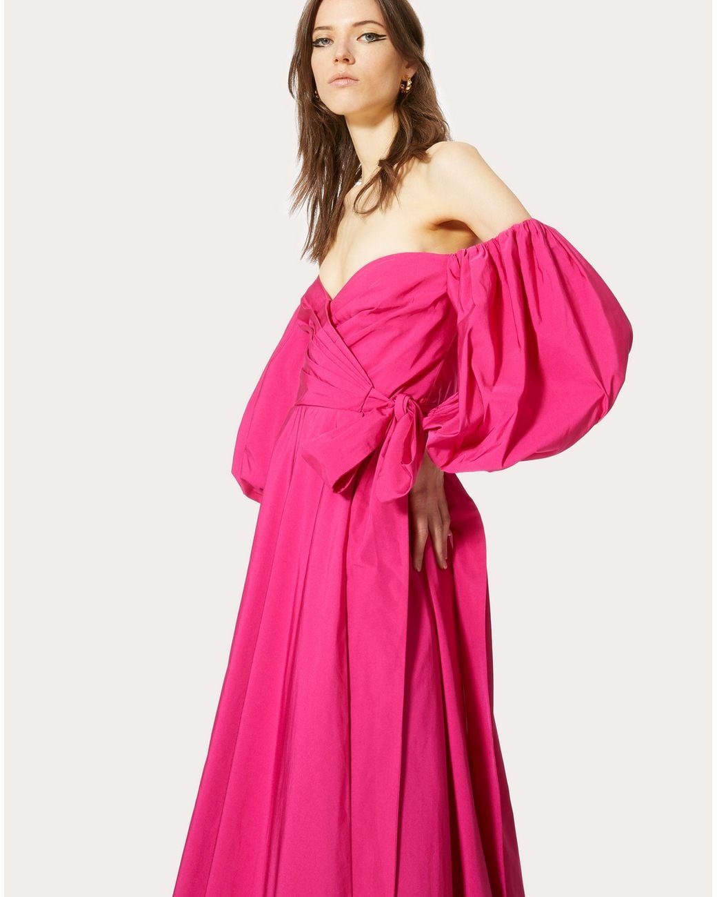 Valentino Pink Pleated Shoulder-Length Dress