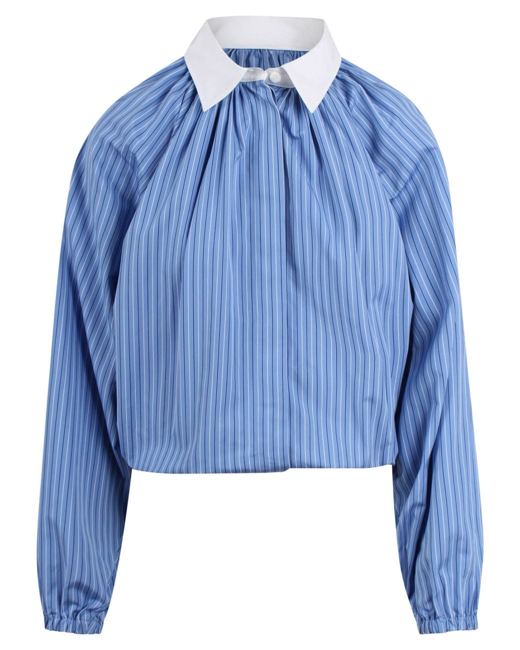 Patou Blue Striped Balloon Sleeve Shirt