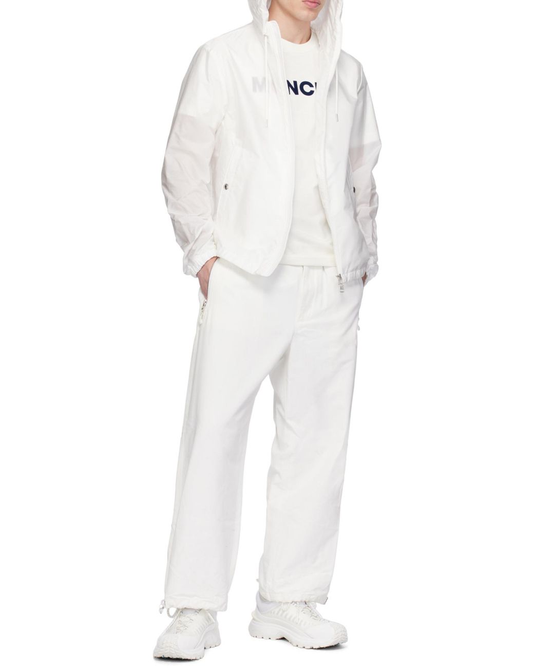 Moncler White Logo Detailed Crew Neck T-Shirt for men