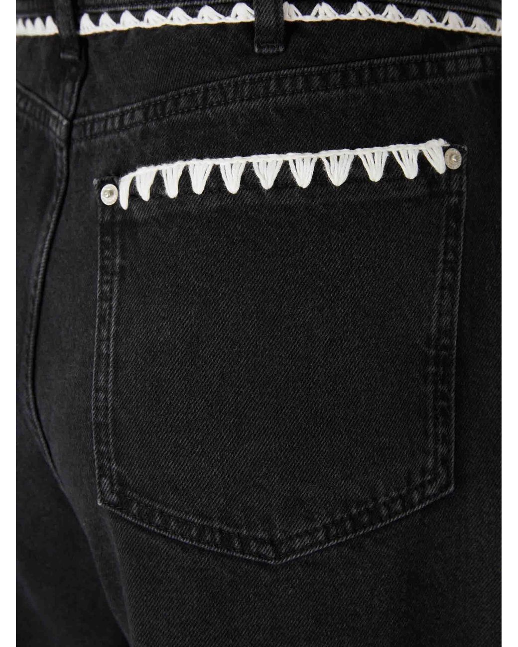 Farm Rio Black Crochet-Embroidered Jeans