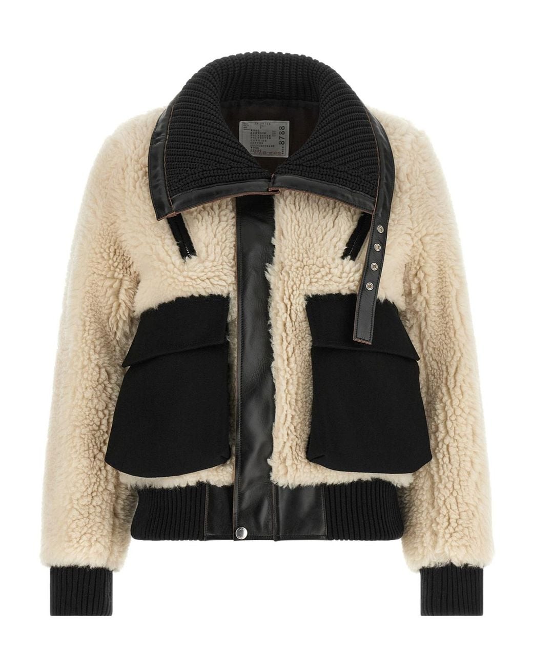 Sacai Black Shearling Effect Wool Jacket