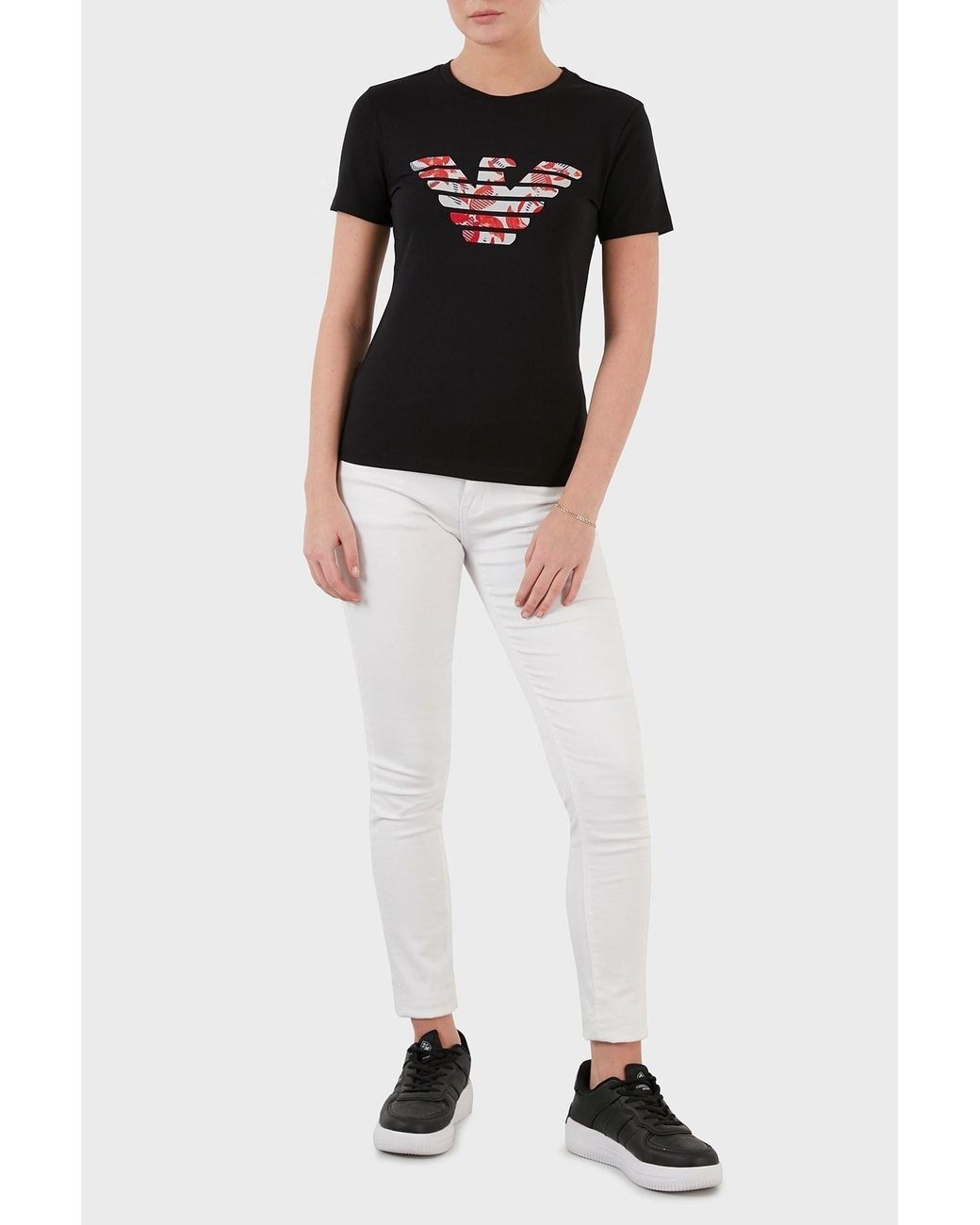 Emporio Armani Black Crew-Neck Logo T-Shirt