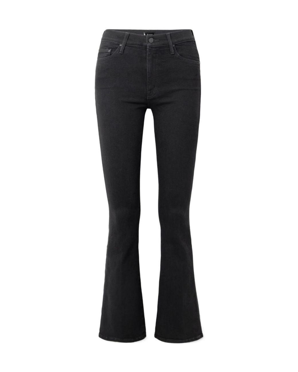 Mother Black Mid-Rise Flared Jeans