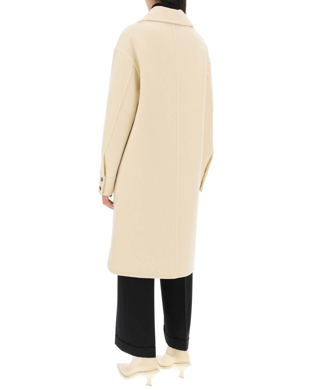 Jil Sander Natural Single-Breasted Oversized Coat