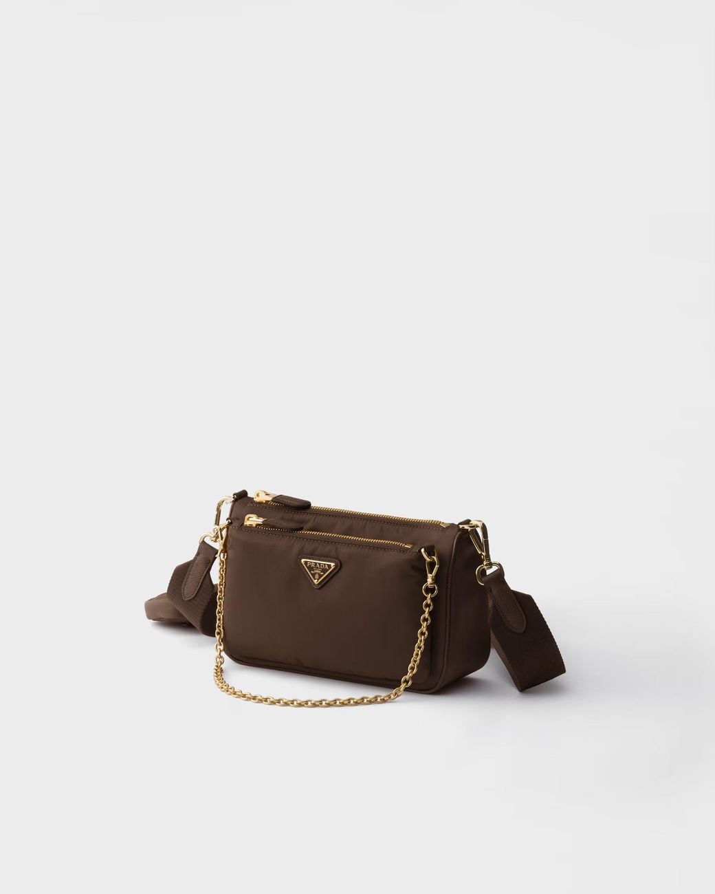 Prada Brown Re-Nylon And Saffiano Leather Mini Shoulder Bag