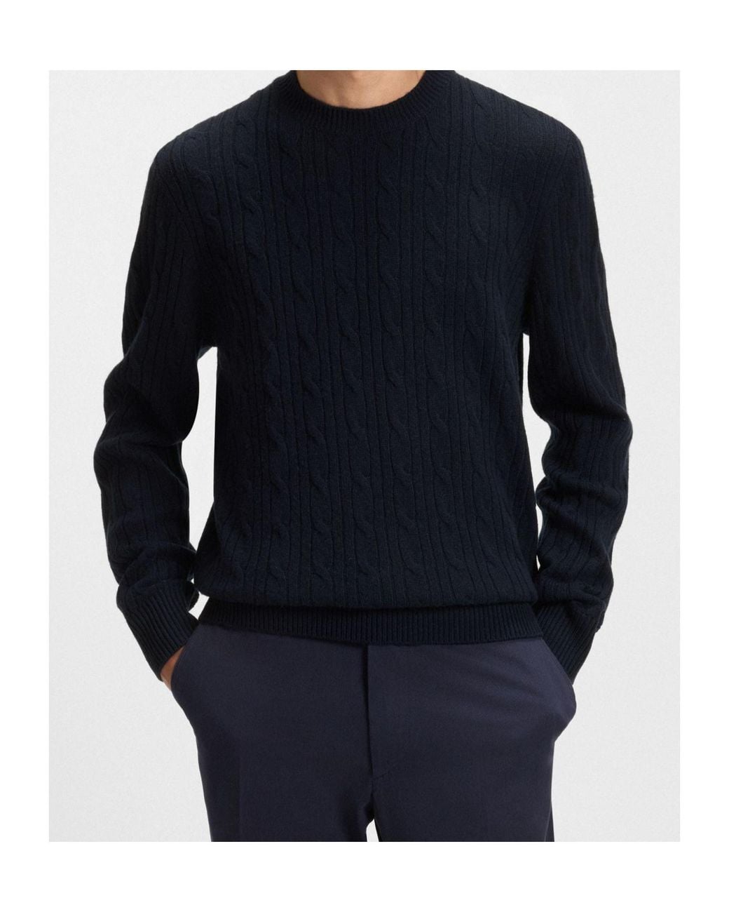 Boss Blue Boss Cable-Knit Crewneck Jumper for men