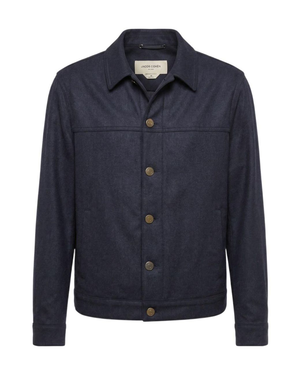 Jacob Cohen Blue Logo-Patch Button-Up Jacket for men