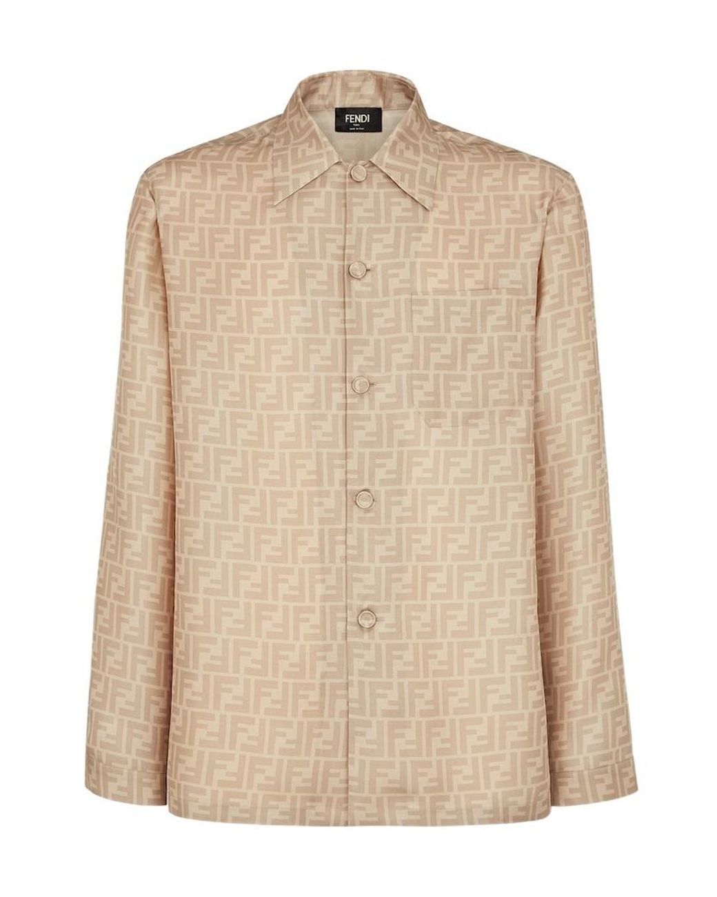 Fendi Natural Logo Printed Long Sleeved Shirt for men