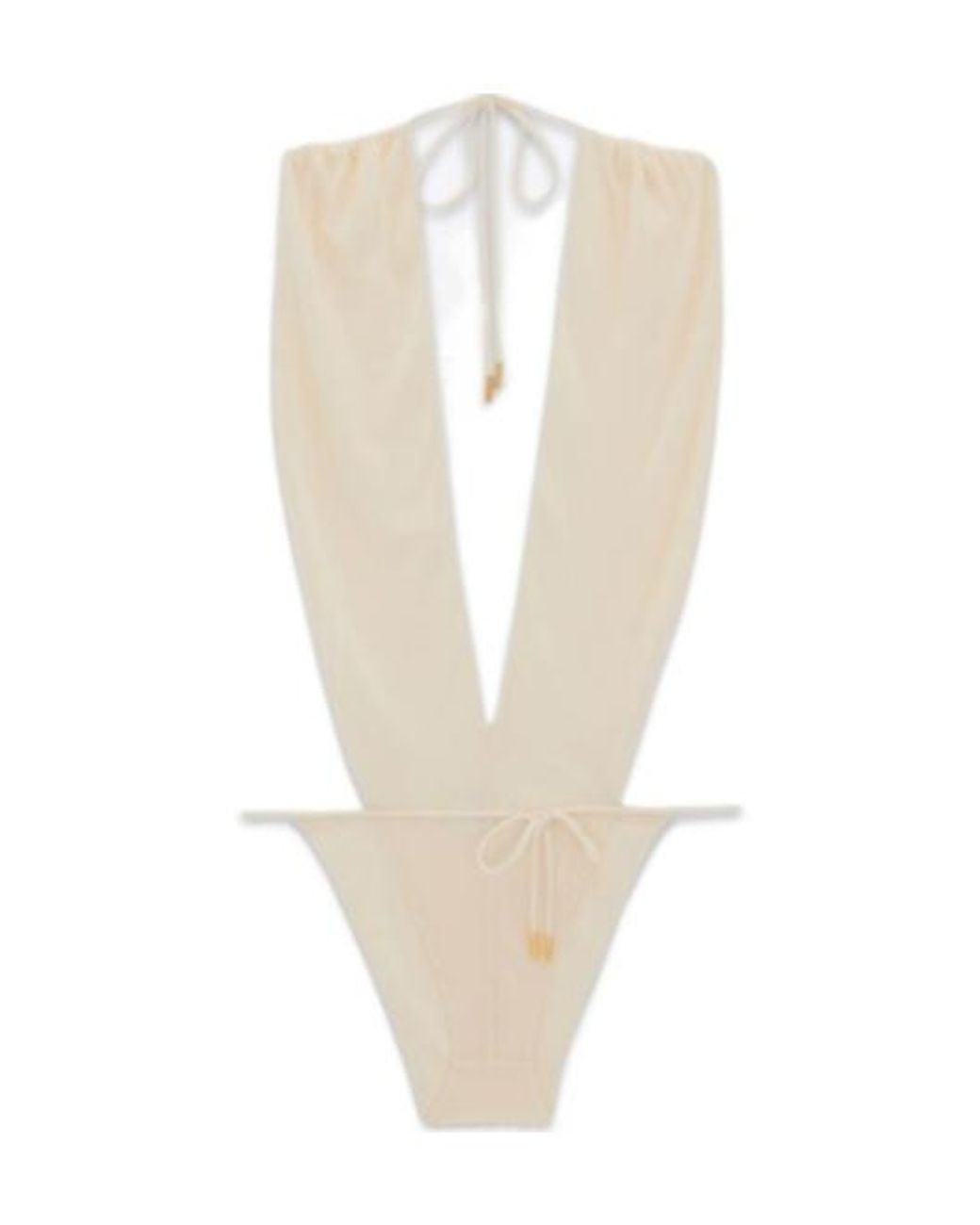 Saint Laurent White Backless V-Halter Bodysuit