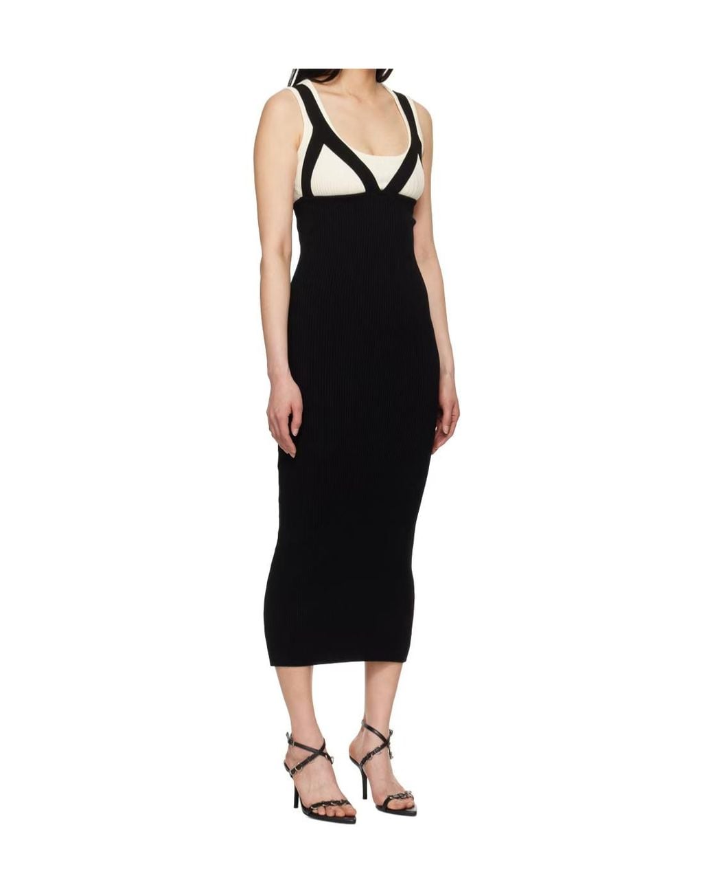 Jean Paul Gaultier Black Ribbed Knit Sleeveless Dress