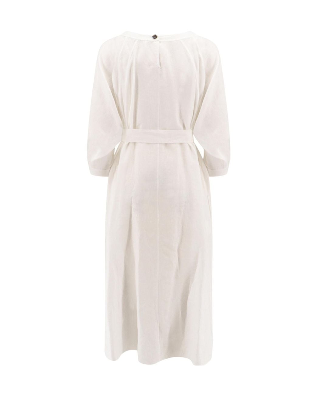 Loro Piana White Round Neck Dress