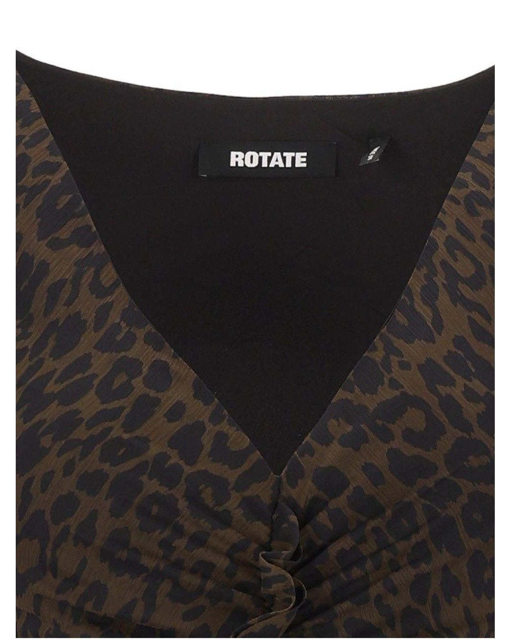ROTATE BIRGER CHRISTENSEN Black Ruched Midi Leopard Dress