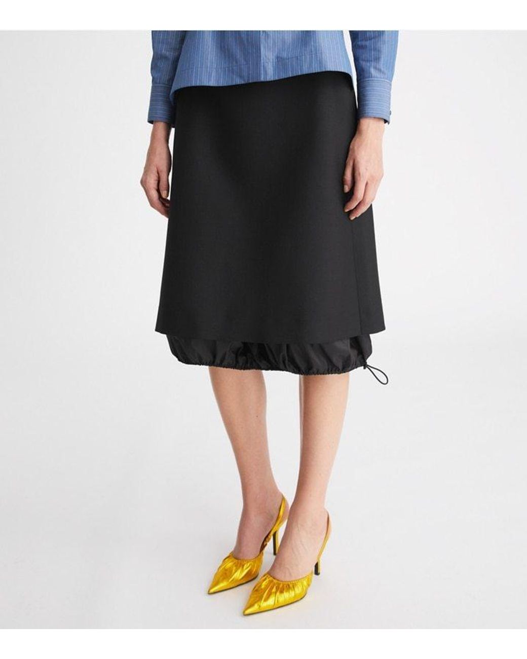 Tory Burch Black Ruffle Midi Skirt